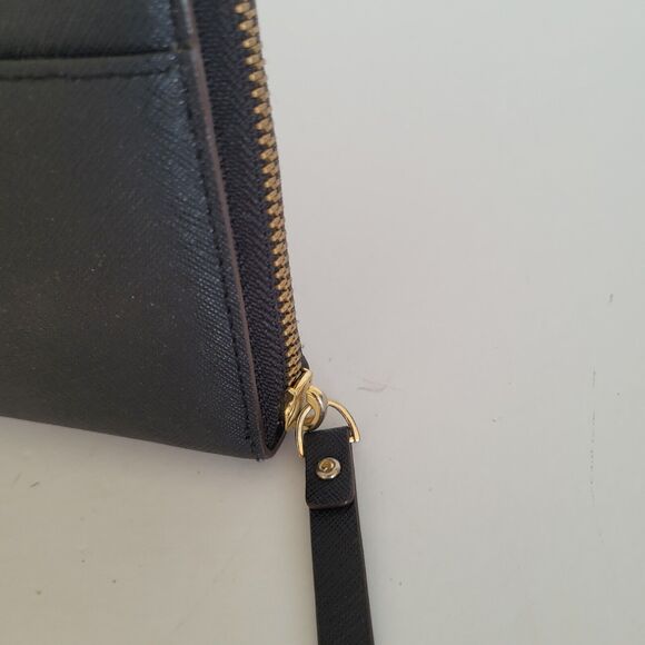 Kate Spade Neda Wallet Clutch Accordion Geniue Leather Zip Around Black Classic - Picture 10 of 11